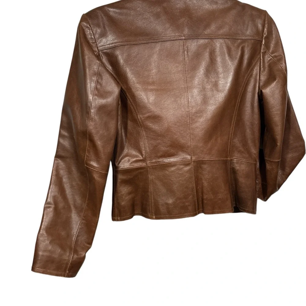 Wilson Classic Brown Leather Button-Front Jacket Size Small